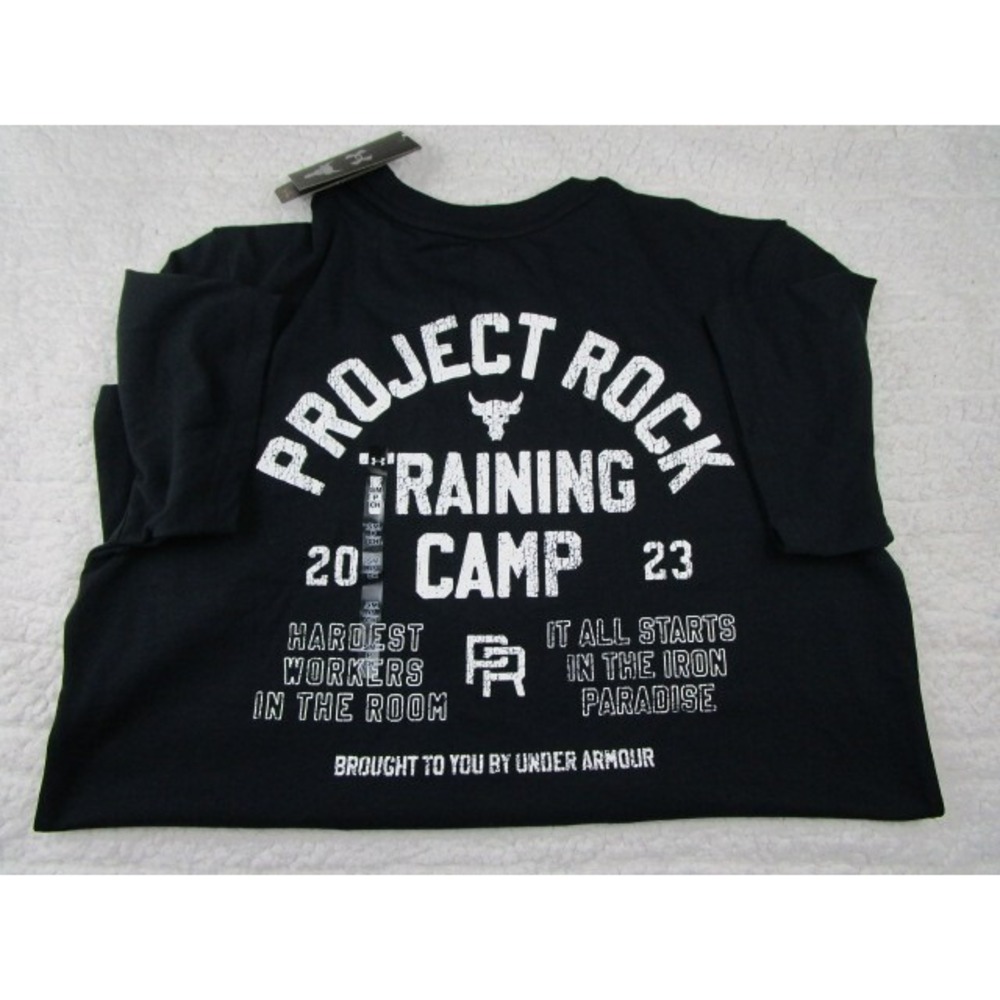 Under Armour Men's Small Project Rock Training Camp Black T-Shirt Heavyweight